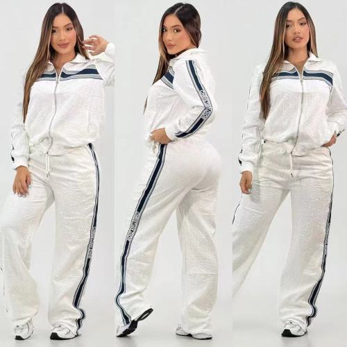 Casual Embossed Print Lapel Zipper Wide-leg Two-piece Pant Set