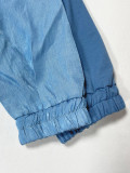 Sports style contrasting color imitation denim striped long sleeved sweatshirt drawstring pants two-piece set