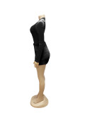 Skirt set for autumn and winter, tight fitting jumpsuit, sexy plush short skirt