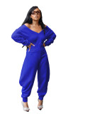 Jumpsuit flared pants slim fit V-neck sexy long sleeved sweatshirt for autumn and winter