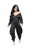Jumpsuit flared pants slim fit V-neck sexy long sleeved sweatshirt for autumn and winter