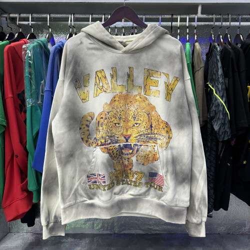 Meichao Vale Forever Cheetah cheetah print clay print distressed washed cotton hoodie sweatshirt for men and women