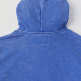 Edgy hoodie with a masked skull graphic and  Godspeed  sleeves. Back features  E Pluribus Unum  in bold lettering. Available in black and blue with vintage wash. Perfect for streetwear fans who love rebellious style.