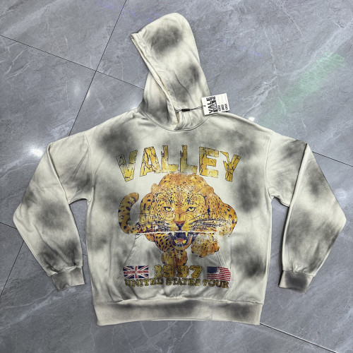 Meichao Vale Forever Cheetah cheetah print clay print distressed washed cotton hoodie sweatshirt for men and women