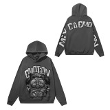 Mixed Emotion Monster high-quality looped hoodie with monster print for men and women