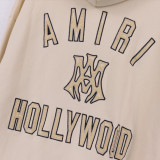 Amiri Hollywood hoodie in 4 colors — vintage wash bold logo premium cotton urban streetwear style with a luxury edge.