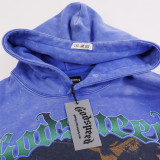 Real Photo In Stock American Casual Godspeed Guitar Skull Cowboy Print High-Quality French Terry Hoodie, 420g Pure Cotton