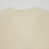 European and American casual loose V-neck cardigan sweater two-piece set