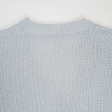 European and American casual loose V-neck cardigan sweater two-piece set