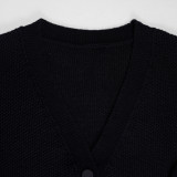 European and American casual loose V-neck cardigan sweater two-piece set