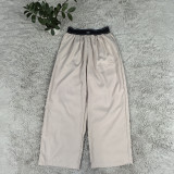 Casual Woven Thick Wide-leg Pants Elastic Waist Embroidered Letter Trousers