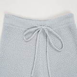 European and American casual loose V-neck cardigan sweater two-piece set