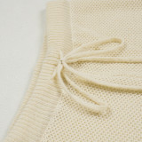 European and American casual loose V-neck cardigan sweater two-piece set