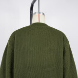 European and American casual loose V-neck cardigan sweater two-piece set