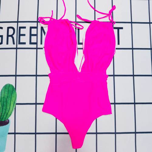 Summer Beach Padded Hot Drilling Halter Backless One Piece Swimwear