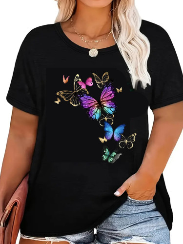 1 Piece Custom Black Casual Short Sleeve Print T-shirt