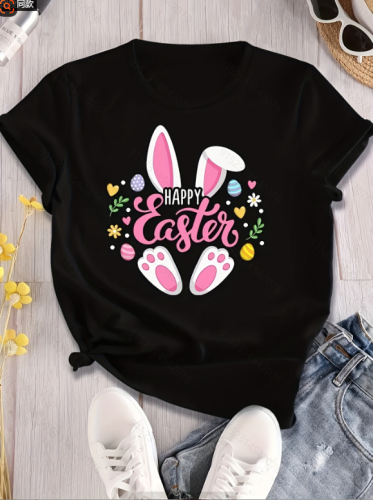 1 Piece Custom Black Casual Short Sleeve Print T-shirt