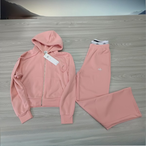 Autumn High Quality Cotton Women Zipper Hoodie Sweatshirt Pant Set