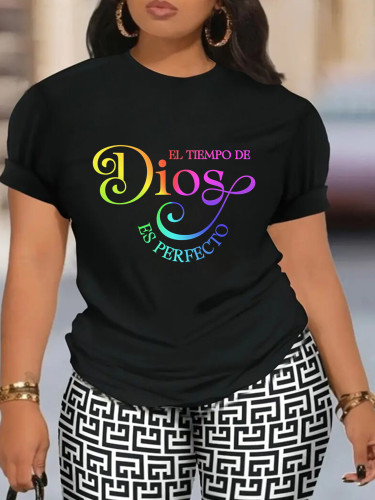 1 Piece Custom Black Casual Short Sleeve Print T-shirt