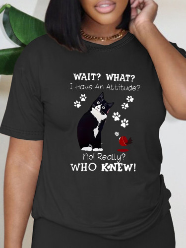 1 Piece Custom Black Casual Short Sleeve Print T-shirt