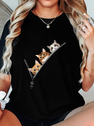 1 Piece Custom Black Casual Short Sleeve Print T-shirt