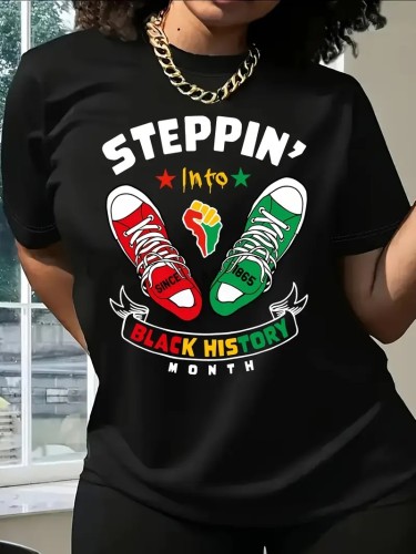 1 Piece Custom Black Casual Short Sleeve Print T-shirt