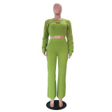 Women's casual hollow knitted three piece set