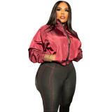 Casual Zipper Micro Horn Two Piece Pants Set