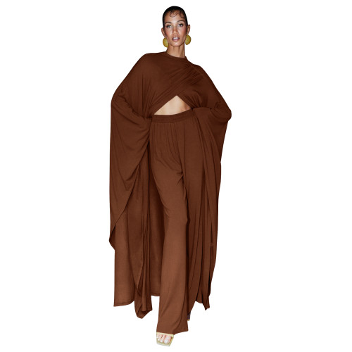 Dubai Middle East Women's Spring and Autumn New Collection Muslim Women's Solid Color Loose Two Piece Set