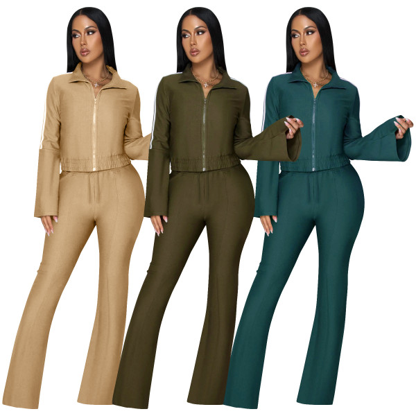 Autumn and winter new trumpet sleeve long pants casual sports suit