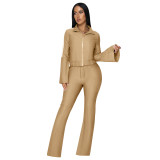 Autumn and winter new trumpet sleeve long pants casual sports suit