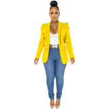 Solid color professional pleated suit jacket