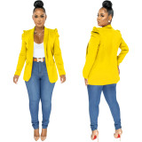 Solid color professional pleated suit jacket