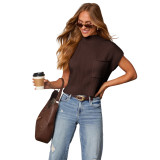 Comfortable Solid Color Wool Knit Half-Collar Crewneck Pullover Sweater