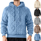 Men's high street jacquard double-sided velvet hooded sports trend pullover hoodie jacket