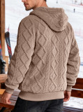 Men's high street jacquard double-sided velvet hooded sports trend pullover hoodie jacket