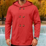 Men's medium to long slim fit windbreaker hooded casual sports solid color jacket