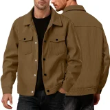 Corduroy single breasted casual sports trendy pocket jacket men's lapel long sleeved shirt jacket
