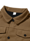 Corduroy single breasted casual sports trendy pocket jacket men's lapel long sleeved shirt jacket