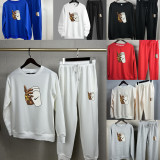 Autumn High Quality Men Pullover Sweatshirt Sweatpant Set
