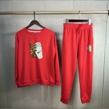 Autumn High Quality Men Pullover Sweatshirt Sweatpant Set
