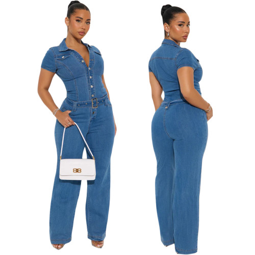 Sexy and fashionable denim jumpsuit