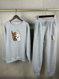 Autumn High Quality Men Pullover Sweatshirt Sweatpant Set