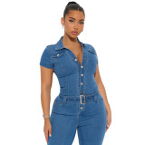 Sexy and fashionable denim jumpsuit
