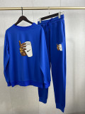 Autumn High Quality Men Pullover Sweatshirt Sweatpant Set