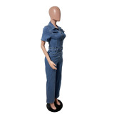 Sexy and fashionable denim jumpsuit