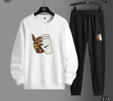 Autumn High Quality Men Pullover Sweatshirt Sweatpant Set