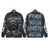 Trendy brand long sleeved rock band pure cotton casual loose hoodie, washed with water to make old hoodie, couple's same style