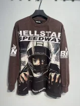 Cross-border Streetwear Trendy Brand Hellstar Skeleton Lightning Print Washed Vintage Long Sleeve Retro Hoodie