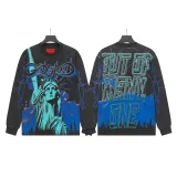 Trendy brand long sleeved rock band pure cotton casual loose hoodie, washed with water to make old hoodie, couple's same style